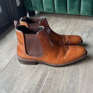 Tan Brown Leather Men's Slip-On Chelsea Boots